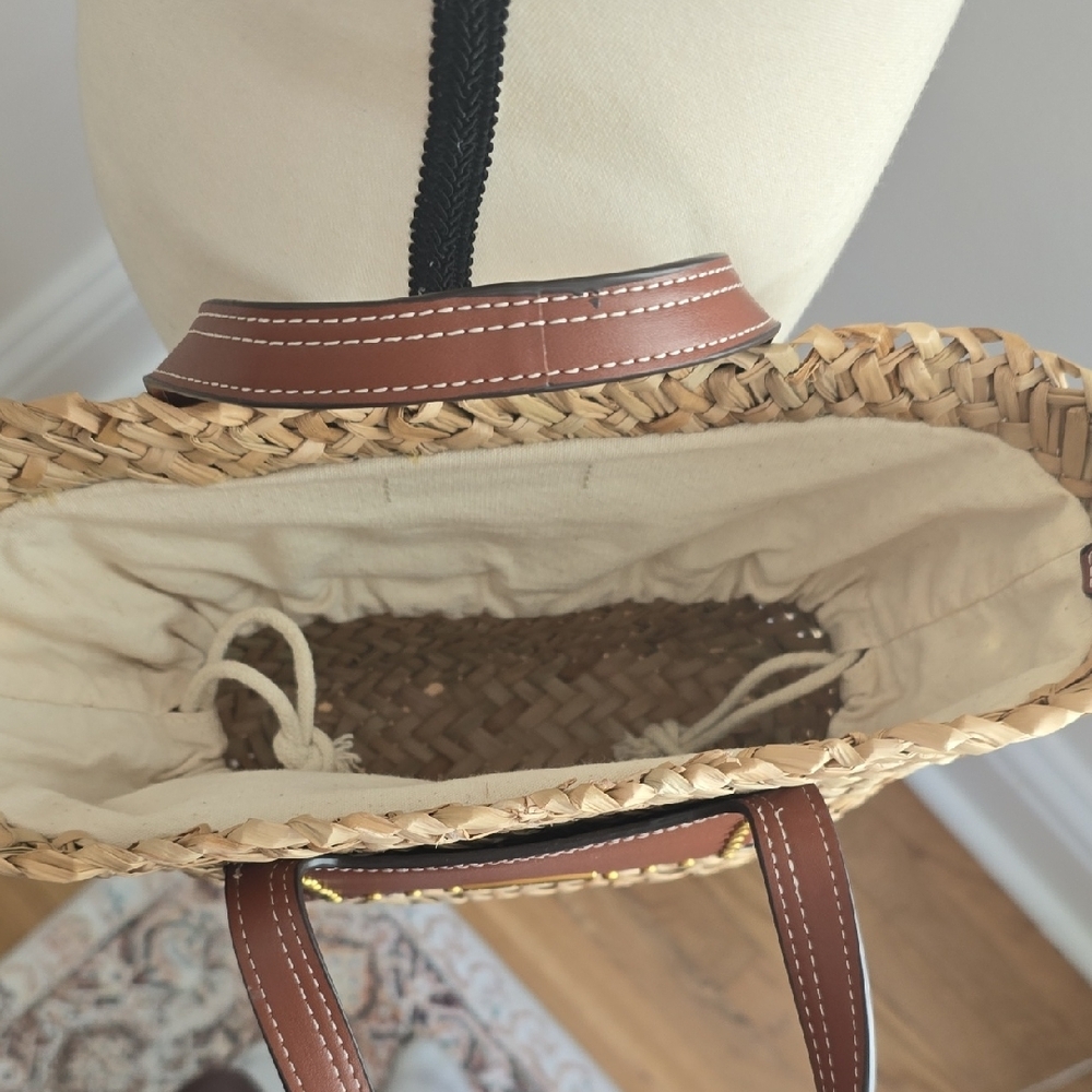 House of Harlow 1960 Woven Straw and Brown Crossbody Bag - Picture 3 of 7